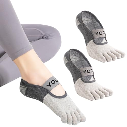Proberos® 1 Pair Yoga Socks for Women Toesocks Breathable Cotton 5-Toe Socks for Women Anti-slip Silicone Sole Design Fitness Yoga Floor Socks Individual Toe Socks for Pilates, Barre, Ballet, Grey Proberos® 1 Pair Yoga Socks for Women Toesocks Breathable Cotton 5-Toe Socks for Women Anti-slip Silicone Sole Design Fitness Yoga Floor Socks Individual Toe Socks for Pilates, Barre, Ballet, Grey
